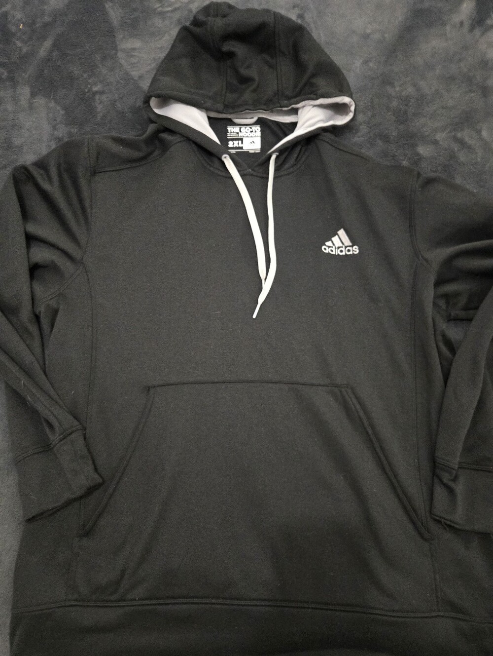 adidas Black Hoodie with White Drawstrings